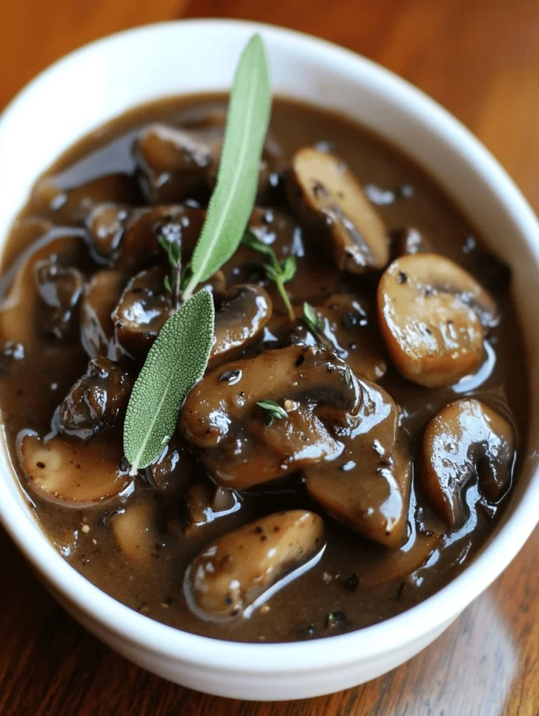 Romige champignonsaus garnished with fresh herbs