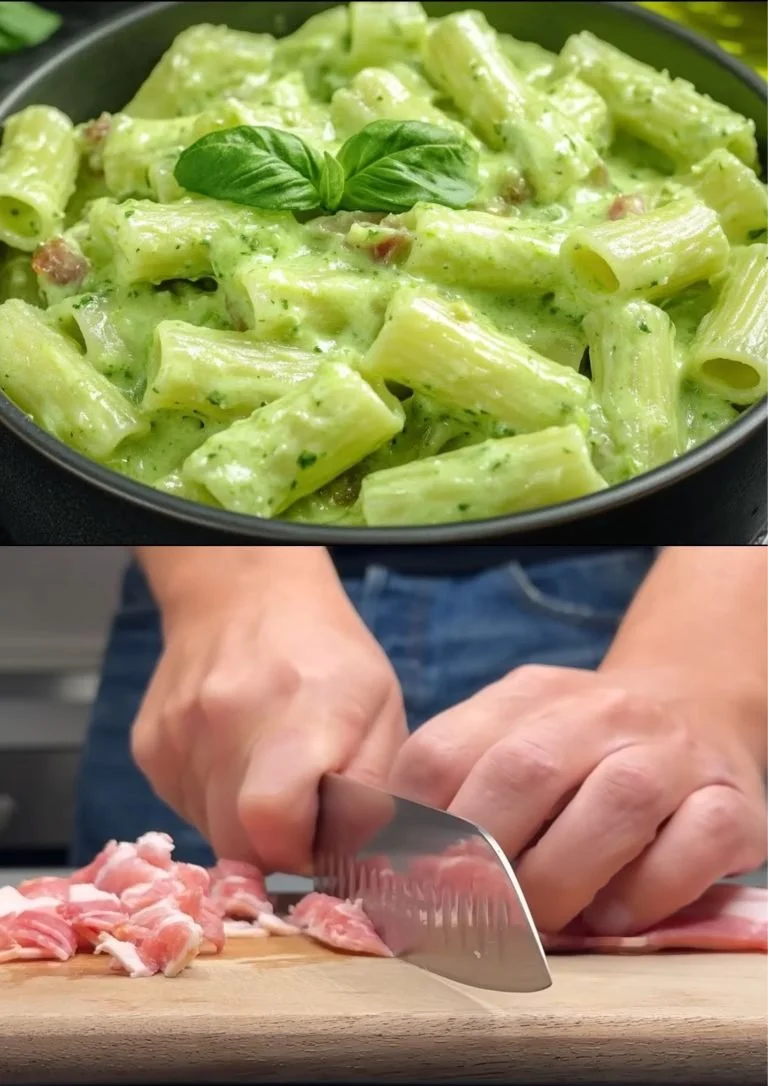 Romige pasta met Philadelphia en krokante spek in een heerlijke schotel