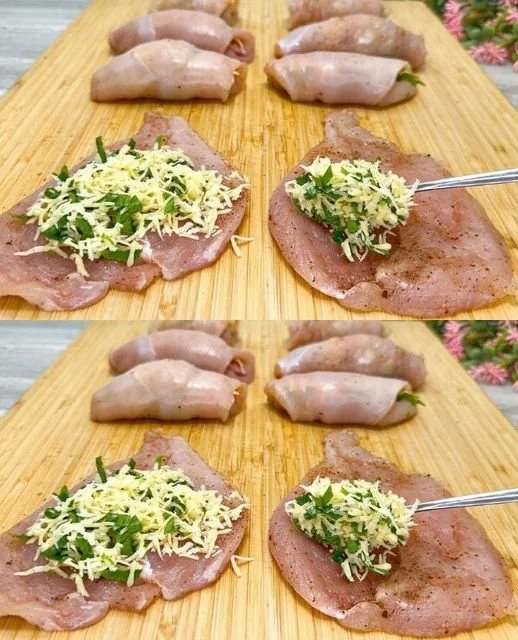 Sappige gevulde kippenborsten met kaasachtige aardappel ovenschotel