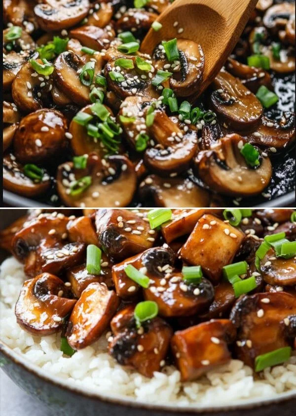 Heerlijke sesam-gember champignons als smakelijke toevoeging aan je maaltijd.