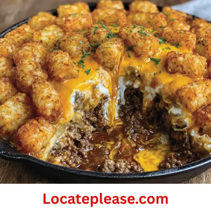 Sloppy Joe Aardappelbolletjes Ovenschotel met gesmolten kaas en kruiden