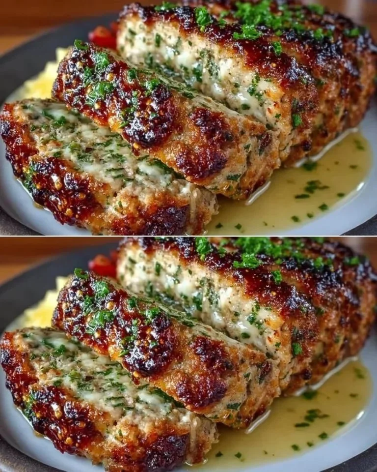 Heerlijke knoflook parmezaan kip meatloaf uit de oven