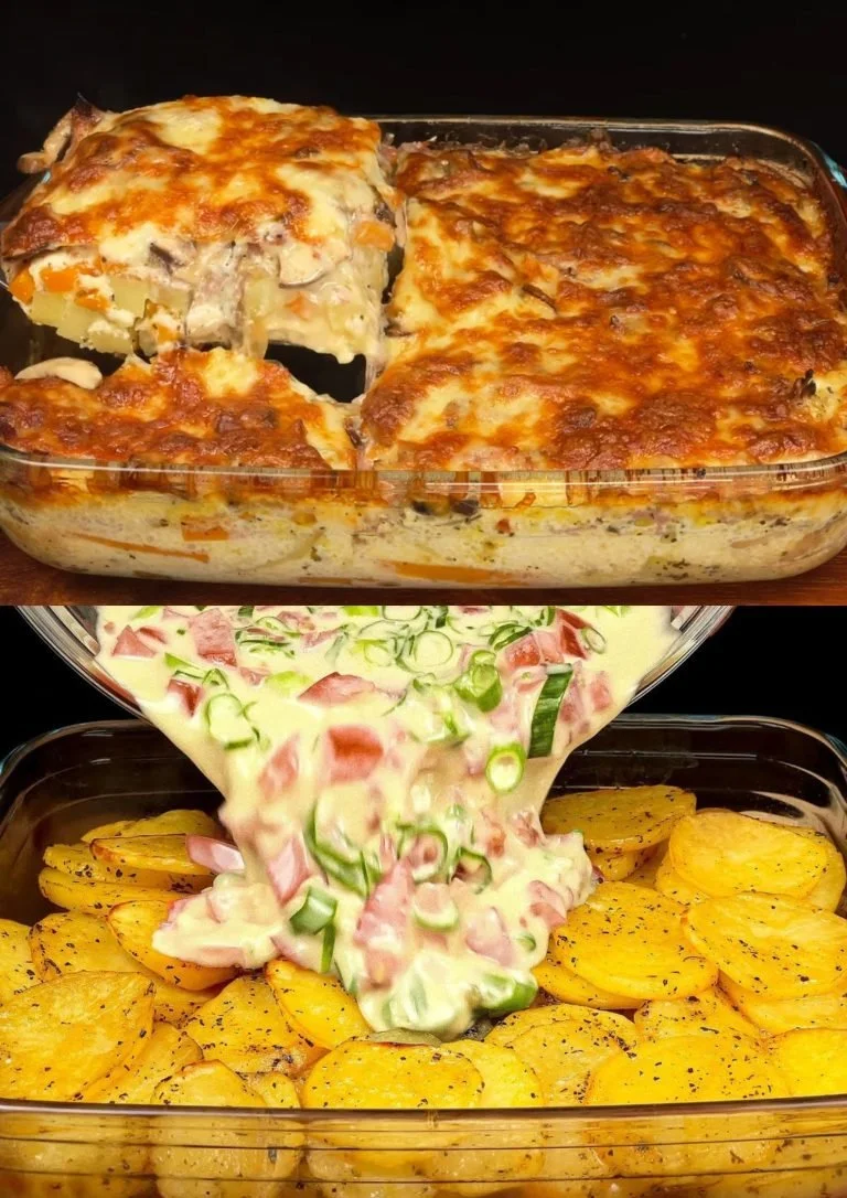 Snelle aardappelgerecht met ham en kaas, eenvoudig recept voor een smakelijke maaltijd.