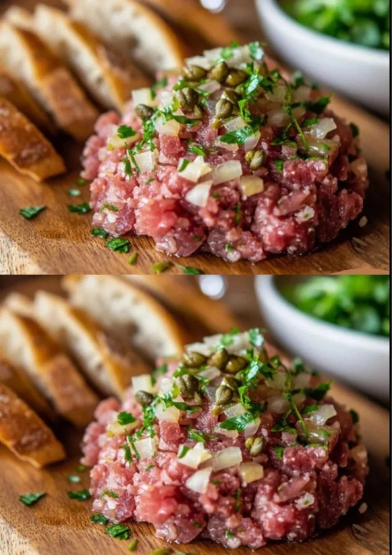 Heerlijk gepresenteerde Steak Tartaar met verse ingrediënten