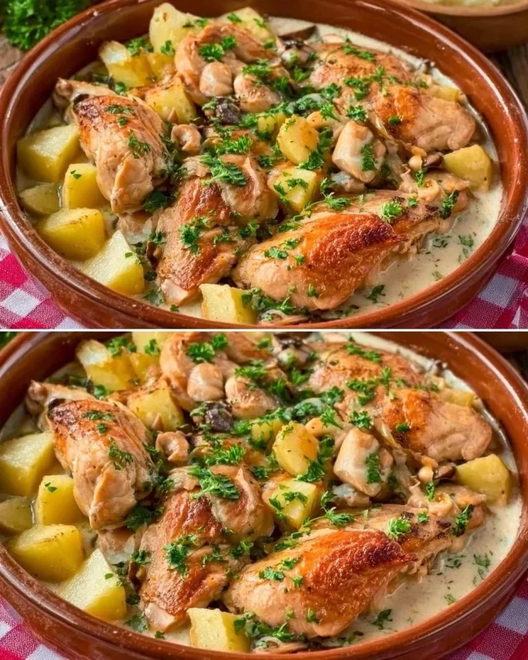 Tender konijnenpoten bereid in romige appelsaus, een smakelijk gerecht.