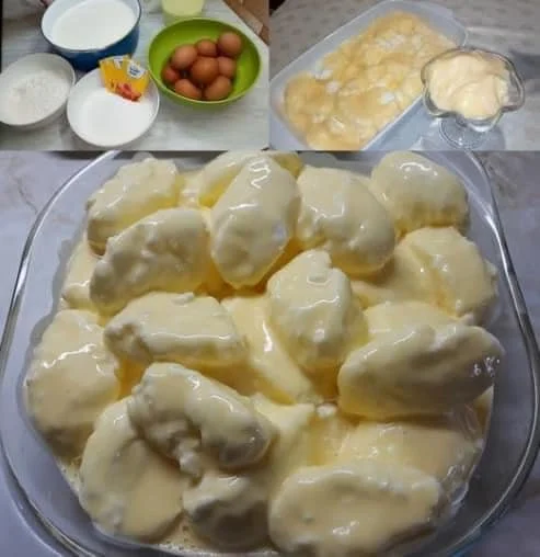 Heerlijke vanille dumplings geserveerd met romige vanillesaus