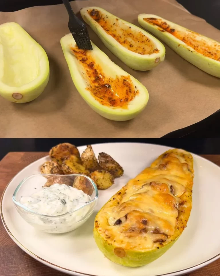 Vlees en champignon courgette boten met heerlijke vulling