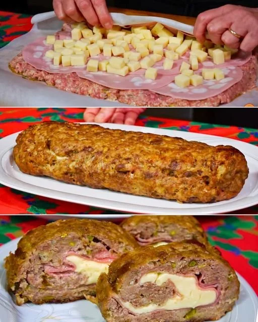 Vleeskroket met mortadella en pistachenoten op een bord