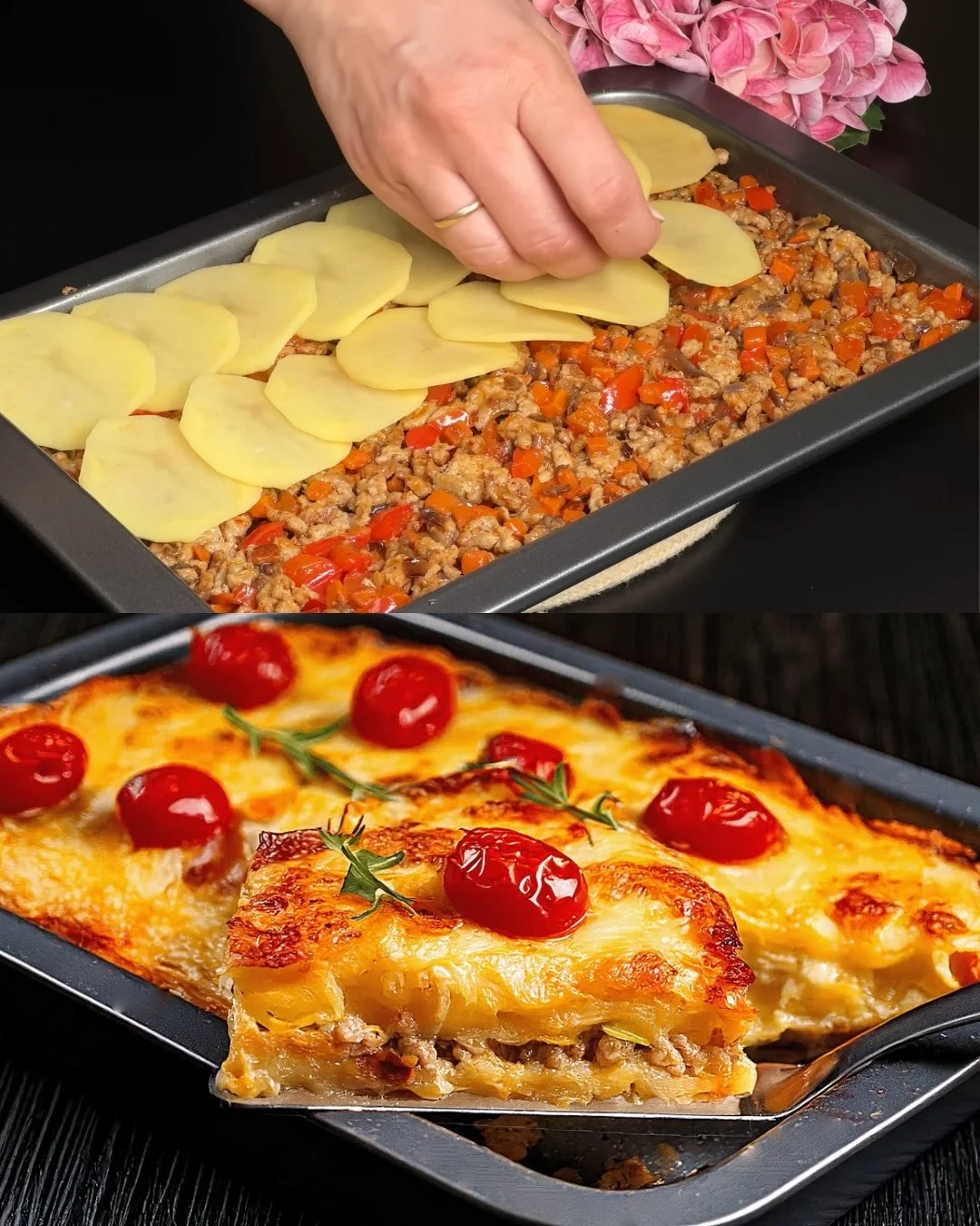 Aardappel-en-vlees ovenschotel uit de oven, heerlijk en eenvoudig recept