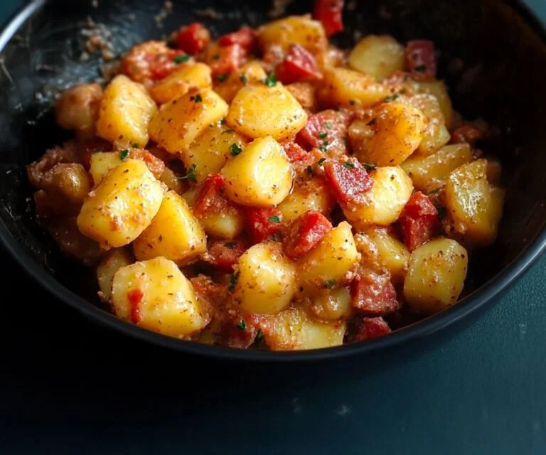 Gerecht van aardappelen met chorizo, een smakelijk en eenvoudig recept.