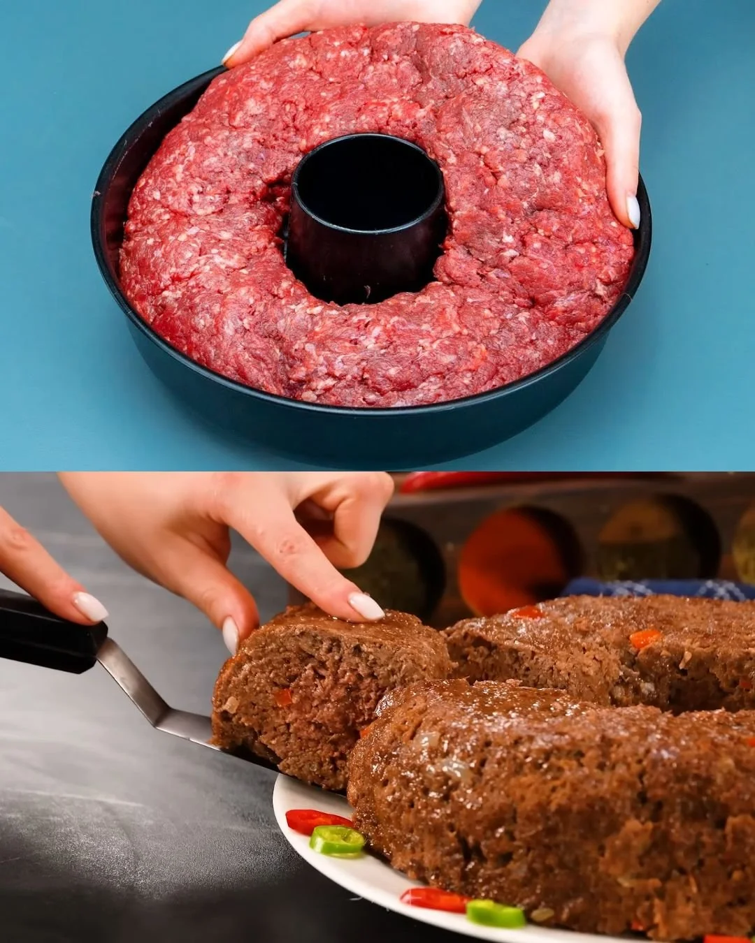 Heerlijk zelfgemaakt gehaktbrood met groenten en kruiden