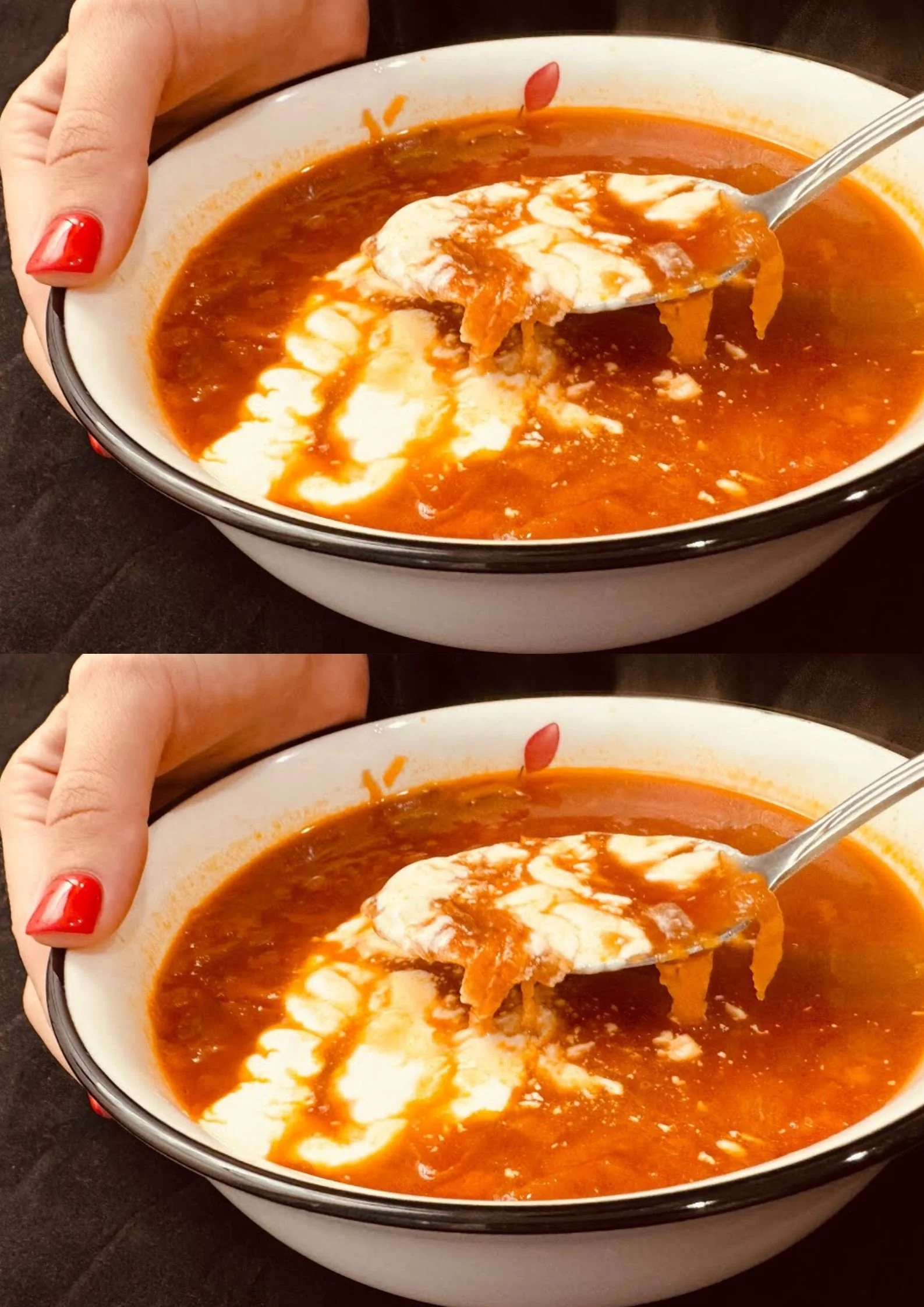 Gezonde zelfgemaakte groentesoep met kip in een kom