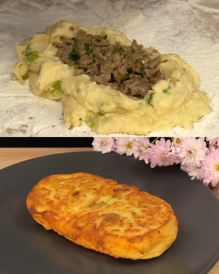 Gevulde aardappel- en vleesrollen met romige kruiden saus op een bord