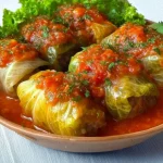 Gevulde koolbladeren geserveerd op een bord, perfect voor een gezonde maaltijd.