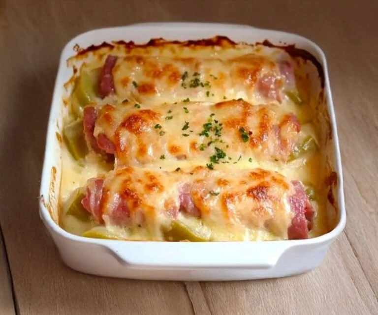 Een smakelijk gerecht met ham en andijvie, perfect voor een gezonde lunch of diner.