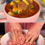 Italiaanse gehaktbalsoep met verse ingrediënten en kruiden