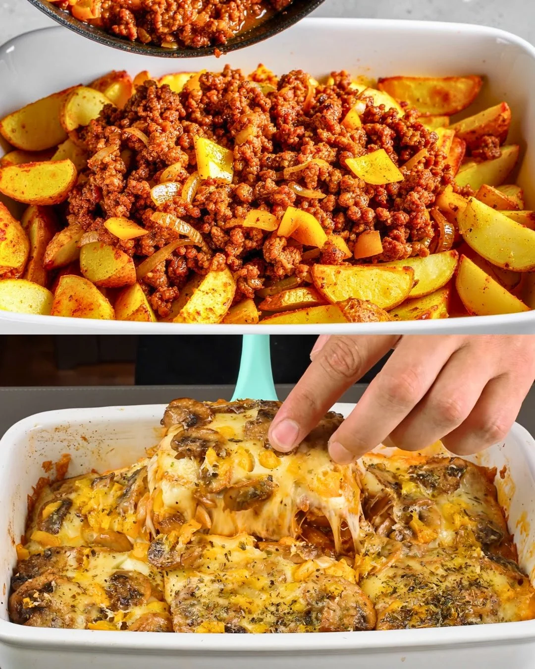 Kaas Aardappel Ovenschotel geserveerd met een frisse salade