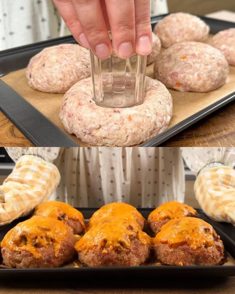 Kaasachtige gebakken gehaktballen met romige champignonsaus op een bord