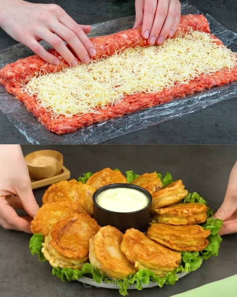 Kaassoepgehaktrollen met romige parmezaansaus op een bord