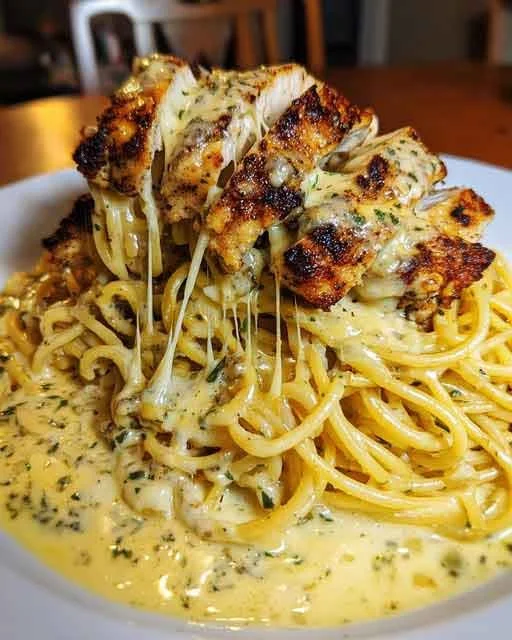Kip Spaghetti met Knoflook Mozzarella Saus, een smaakvol gerecht