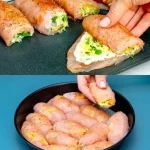 Heerlijke kiprolls met roomkaas op een bord