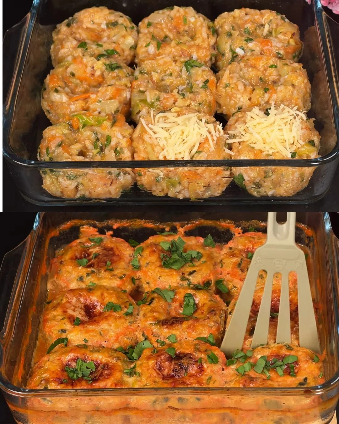 Koolrijst met Rundvleesgehaktballetjes in romige tomatensaus geserveerd in een kom.