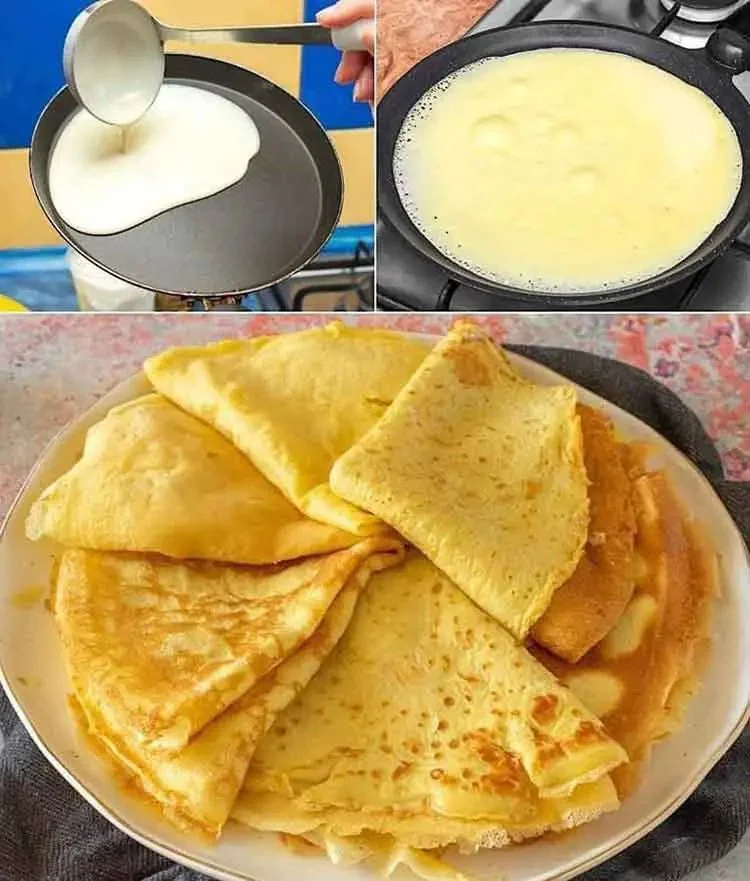 Pannenkoeken met aardbeienjam op een bord