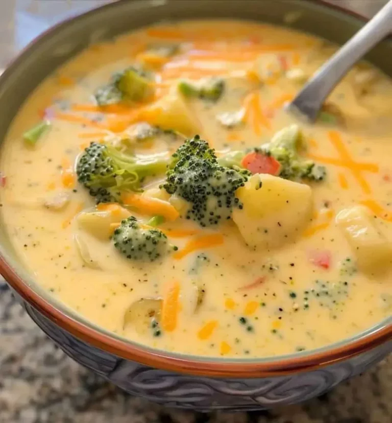 Romige broccolikaassoep met verse broccoli en kaas