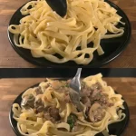 Romige champignon pasta met gehakt in knoflook-mosterdsaus