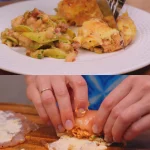 Romige Kippenrollen gevuld met champignonkaas en geserveerd met bonensalade