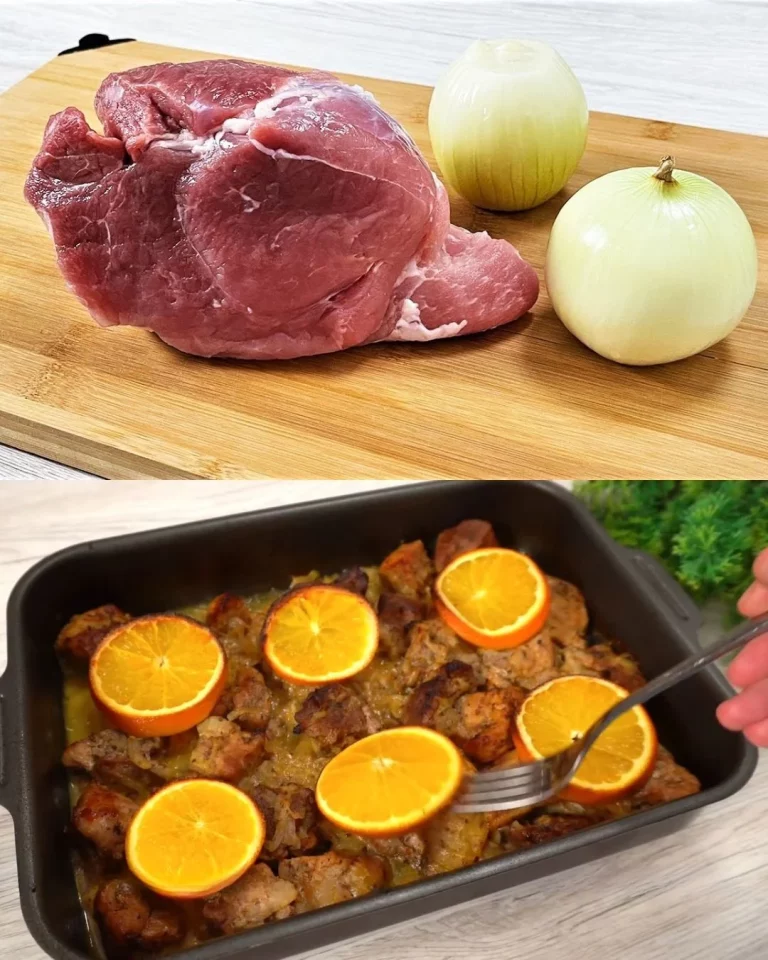 Vlees met uien en sinaasappels, een smaakvol gerecht