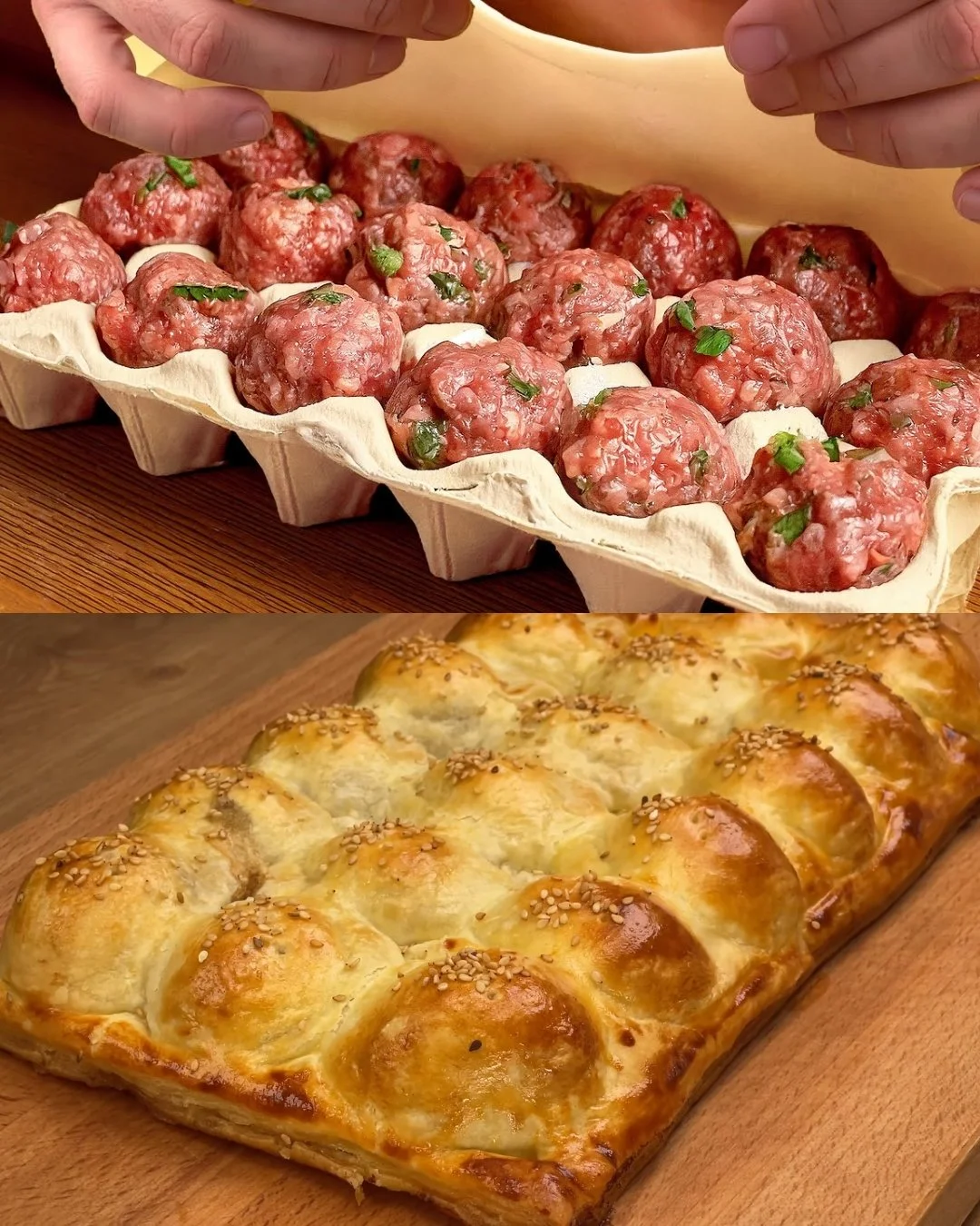 Vleespasteitjes met kaas vers uit de oven, goudbruin en smakelijk.