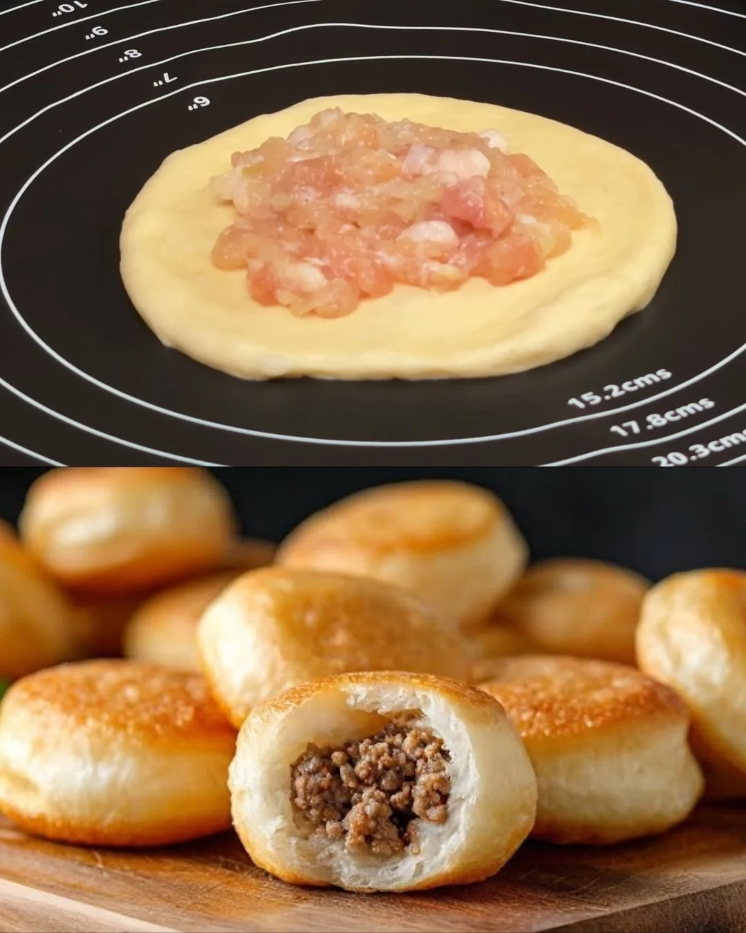 Zelfgemaakte vleesgevulde broodjes met smakelijke vulling
