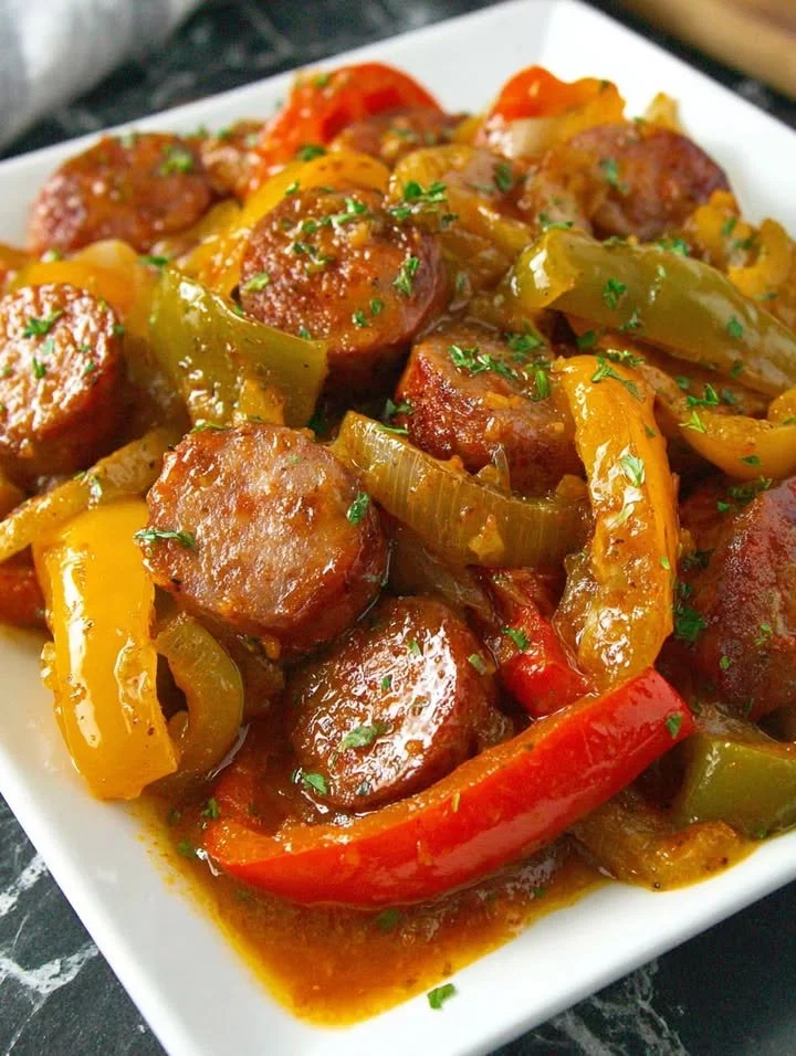 Crockpot Slecht met paprika's gerecht in slow cooker