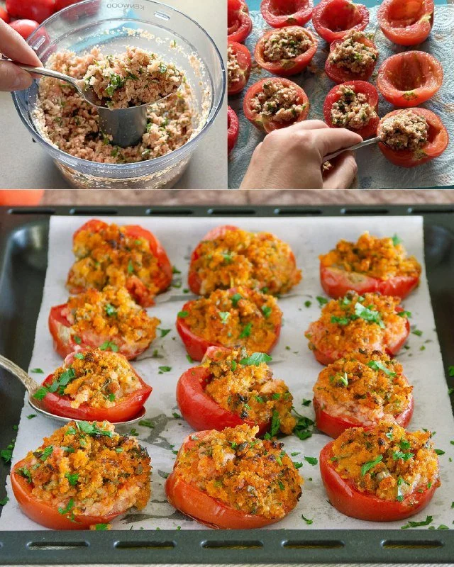 Gepofte tomaten uit de oven, perfect voor salades en bijgerechten.