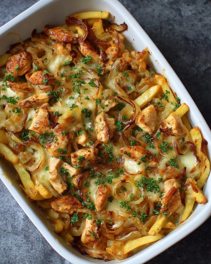 Kipsalon ovenschotel met knoflooksaus bereid in de oven