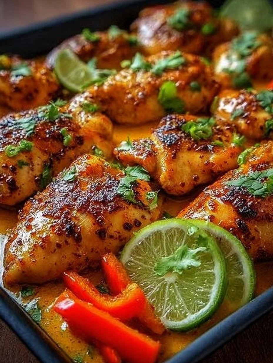 Heerlijk kokosnoot-kip gerecht met smakelijke ingrediënten.