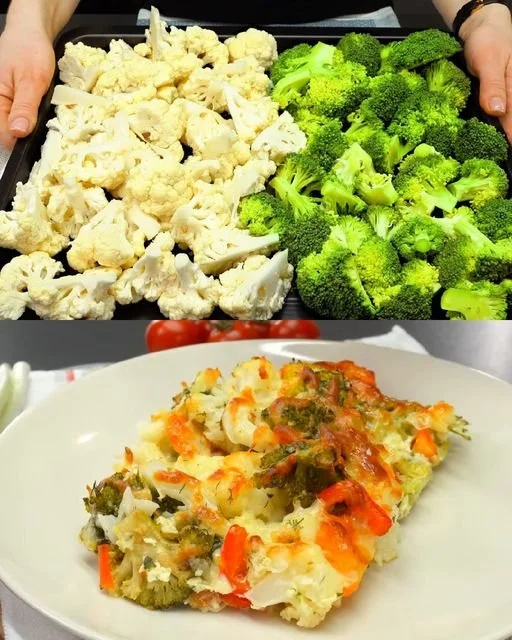 Ovenschotel met broccoli en bloemkool, vers bereid en gezond gerecht