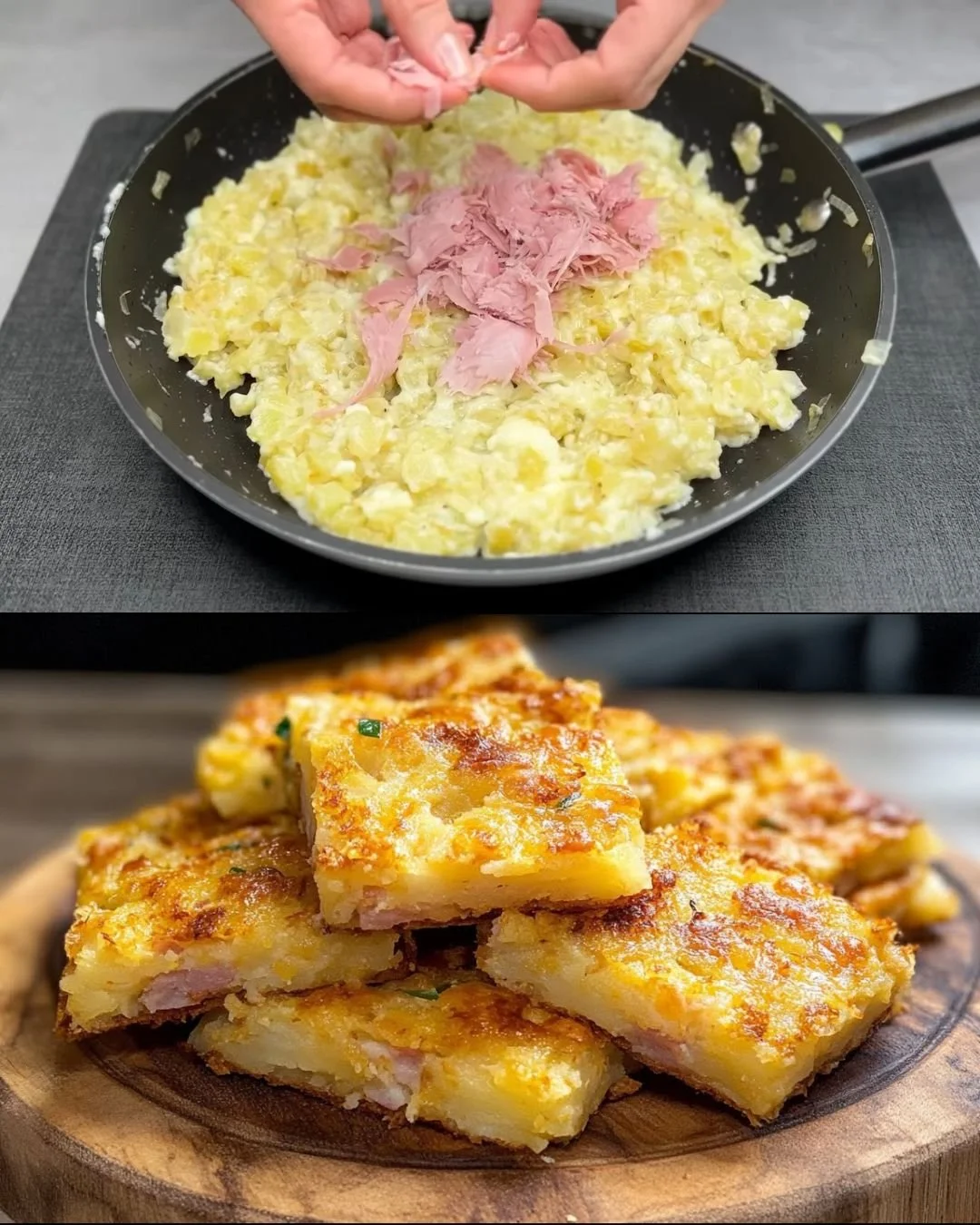Aardappel Stracchino Taart met verse ingrediënten