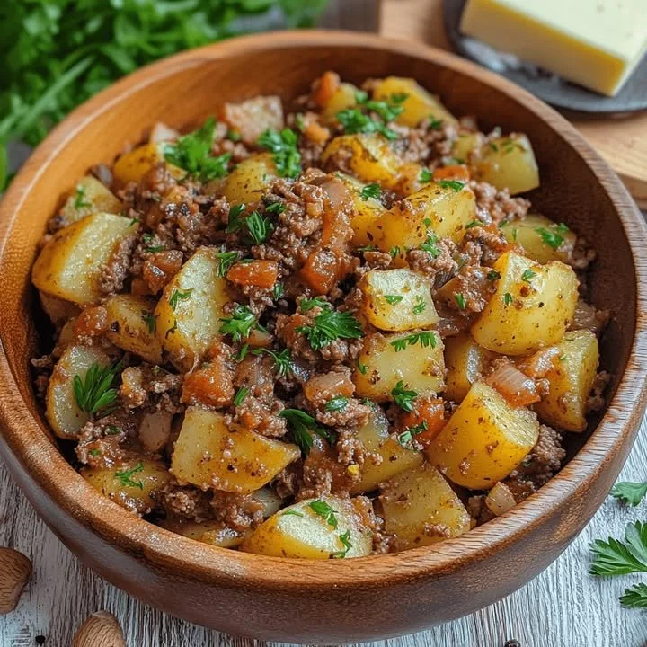 Heerlijk bord aardappelen met gehakt, een smakelijk en gemakkelijk gerecht.