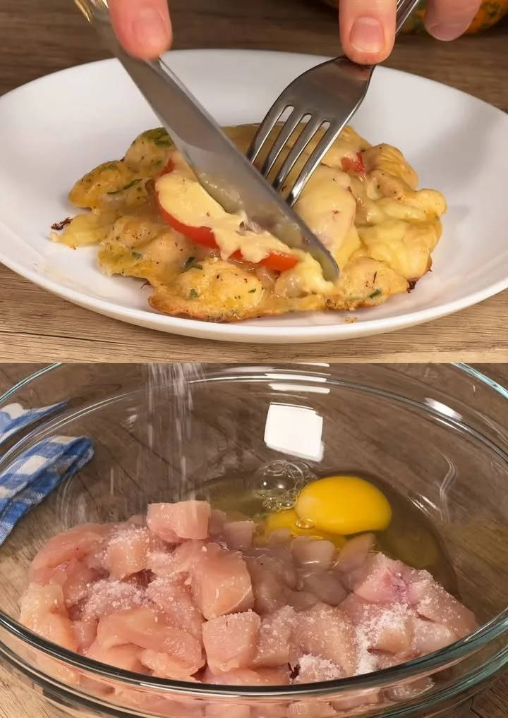 Kipfilets bereid met bloem en mayonaise op een bord