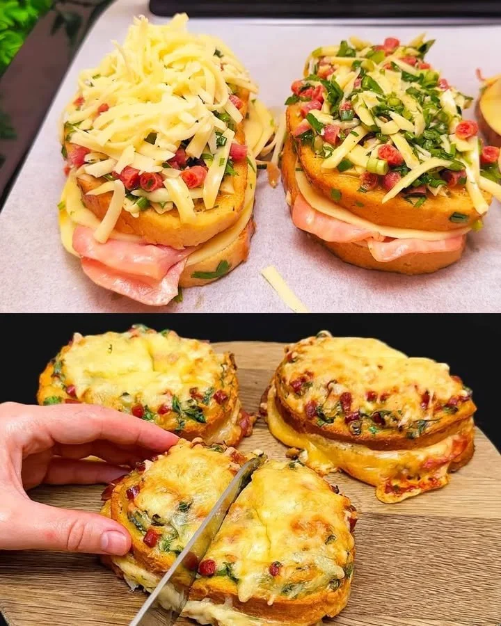 Heerlijke ontbijtsandwich met verse ingrediënten en een gouden korst