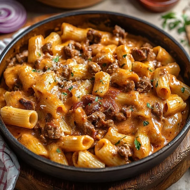 Romige rundvleespasta met tender rundvlees en smaakvolle saus