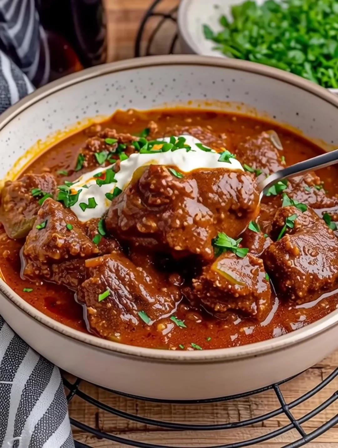 Rundvleesragout met rode wijn in een smakelijke gerecht