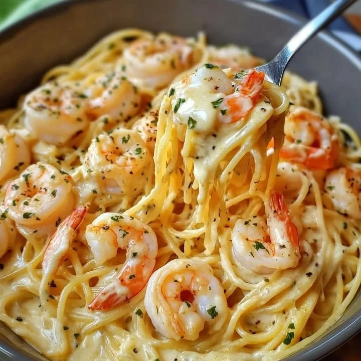 Zalige garnalenspaghetti met garnalen en pasta in een smakelijke saus