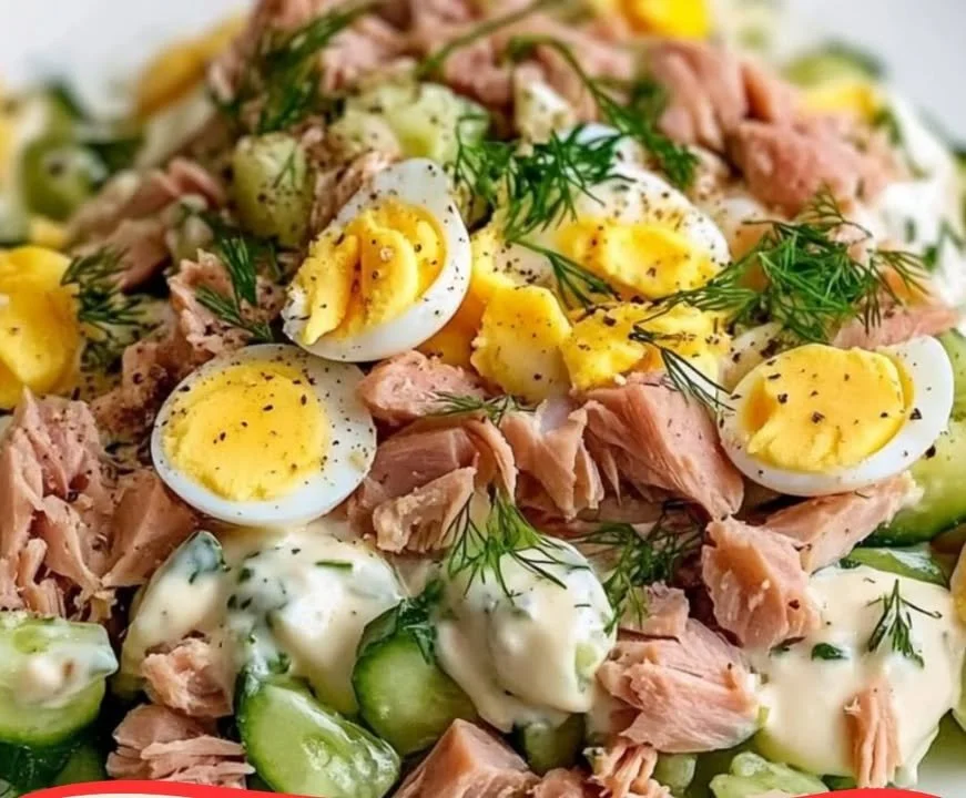 Zomerse tonijnsalade met verse groenten en een lichte dressing