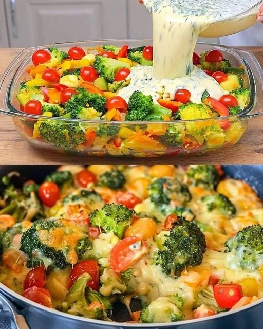 Heerlijke caloriearme groenteschotel met verschillende verse groenten.