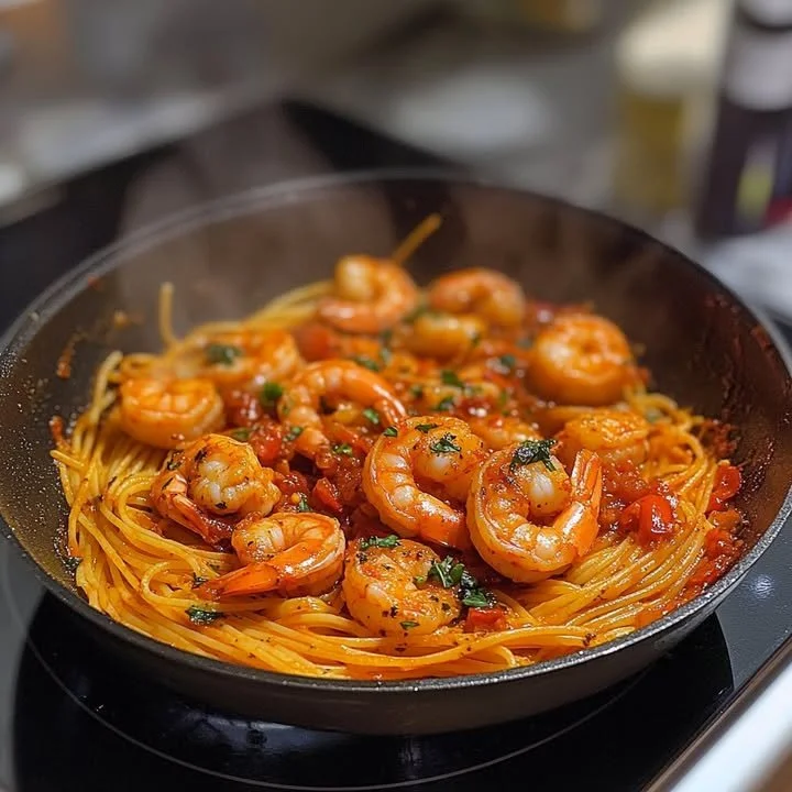 Heerlijke Garnalenknoflook Spaghetti met verse ingrediënten en kruiden