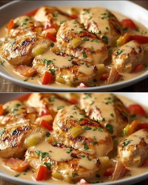 Kippenschotel met romige saus, een smakelijk gerecht voor elke gelegenheid