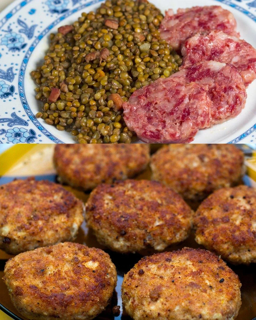 Gezonde lentilballen op een bord met groenten